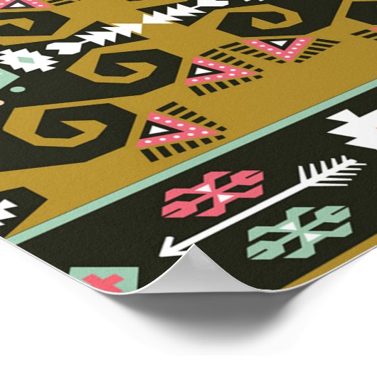 Farbiges Aztekenmuster Boho Geometric Poster (Ecke)