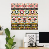 Farbiges Aztekenmuster Boho Geometric Poster (Heimbüro)