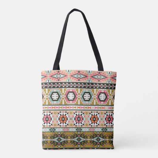 Farbiges Aztekenmuster Boho Geometric Tasche (Rückseite)