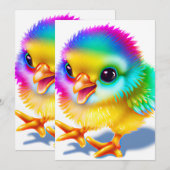 Farbiges Baby Chicken Feiertagskarte (Vorne/Hinten)