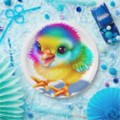 Farbiges Baby Chicken Pappteller (Party)