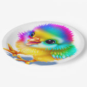 Farbiges Baby Chicken Pappteller (Schrägansicht)