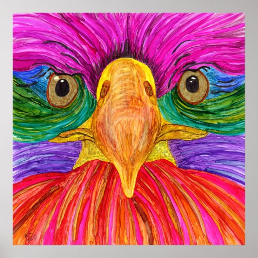 Farbiges Bald-Adlerposter 24x24" Poster (Vorne)