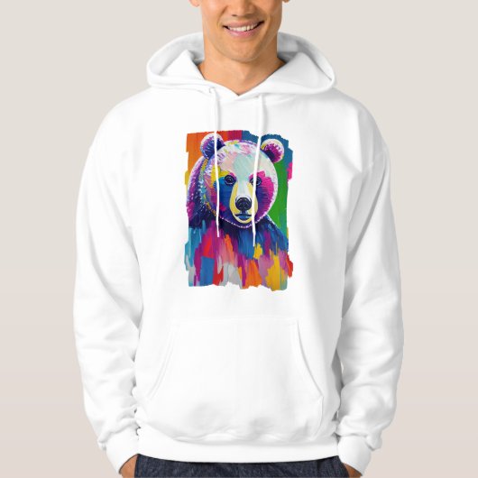 Farbiges Bärenportrait Hoodie (Vorderseite)
