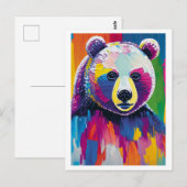 Farbiges Bärenportrait Postkarte (Vorne/Hinten)