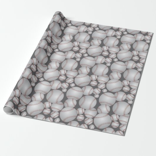 Farbiges Baseballs-Muster Geschenkpapier (Ungerollt)