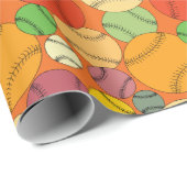 Farbiges Baseballs-Muster Geschenkpapier (Rolleneckpunkt)