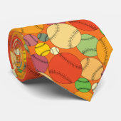 Farbiges Baseballs-Muster Krawatte (Gerollt)