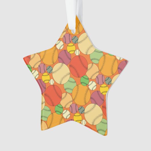 Farbiges Baseballs-Muster Ornament (Vorderseite)