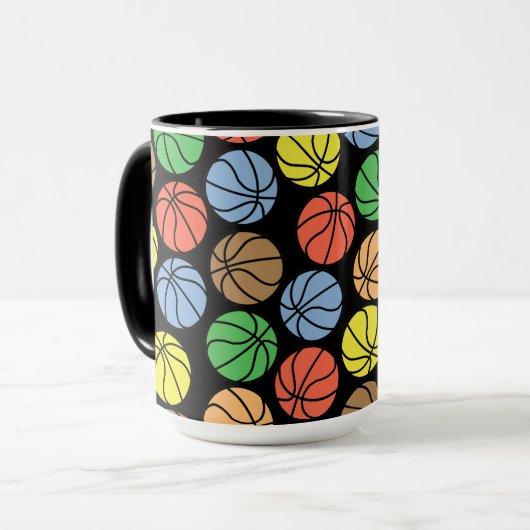 Farbiges Basketballmuster Tasse (Vorderseite Links)