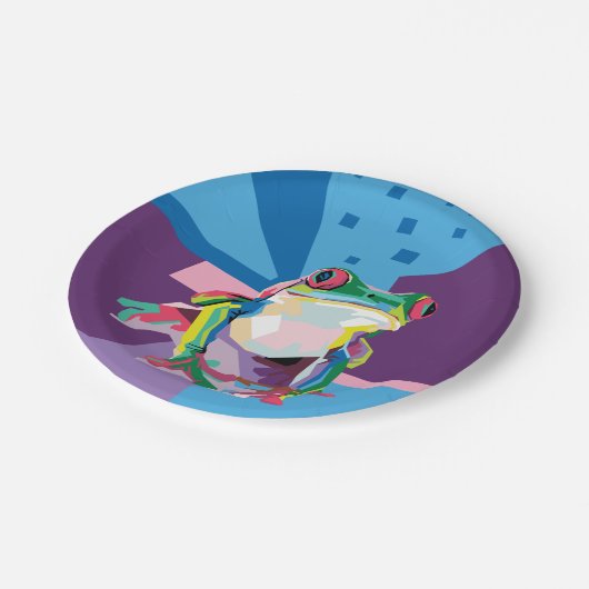 Farbiges Baum Frog Portrait Pappteller (Schrägansicht)