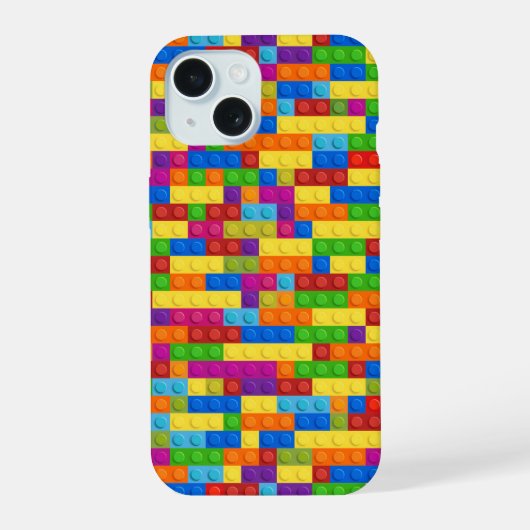 Farbiges Bausteinmuster iPhone 15 Hülle (Rückseite)