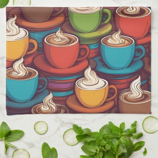 Farbiges Bechermuster Geschirrtuch (Gefaltet)