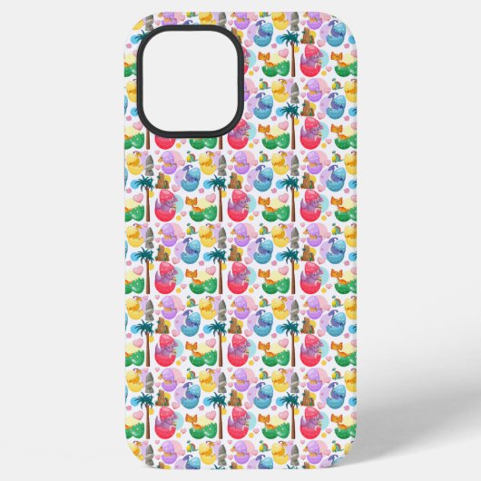 Farbiges Bemaltes Dinosaurier-Muster iPhone Hülle (Rückseite)