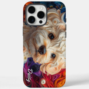 Farbiges Bichon Frise Portrait iPhone 16 Pro Max Hülle