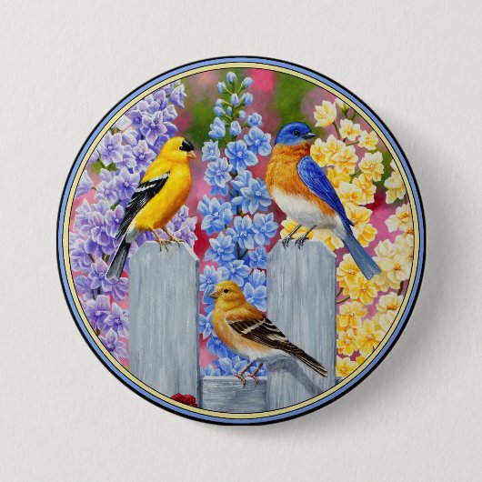 Farbiges Birds Garden Party Button (Vorderseite)