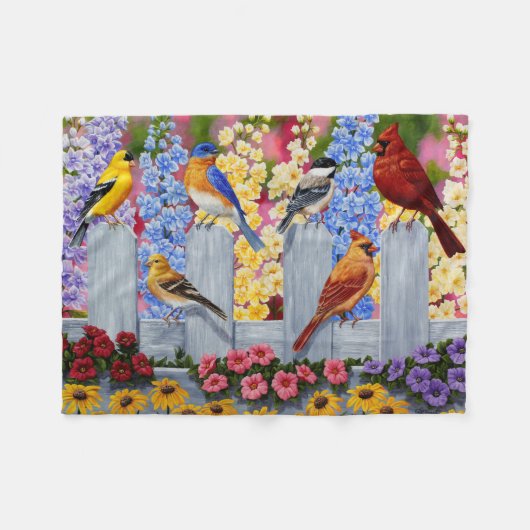 Farbiges Birds Garden Party Fleecedecke (Vorderseite (Horizontal))