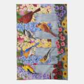 Farbiges Birds Garden Party Geschirrtuch (Vertikal)