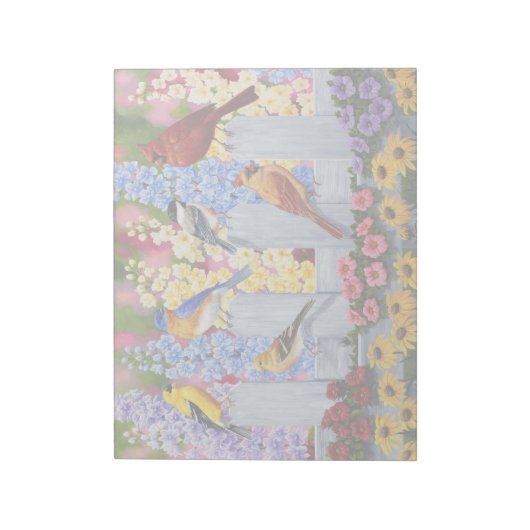 Farbiges Birds Garden Party Notizblock (Rotiert)