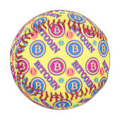Farbiges Bitcoin-Muster Baseball (Vorderseite Links)
