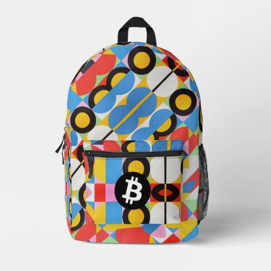 Farbiges Bitcoin-Muster Bedruckter Rucksack (Vorderseite)