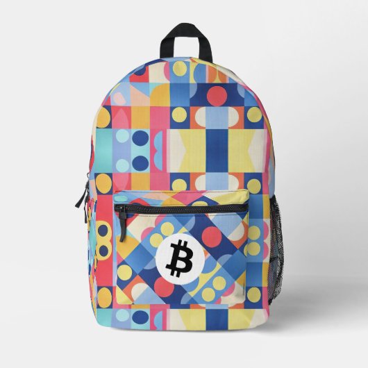 Farbiges Bitcoin-Muster Bedruckter Rucksack (Vorderseite)