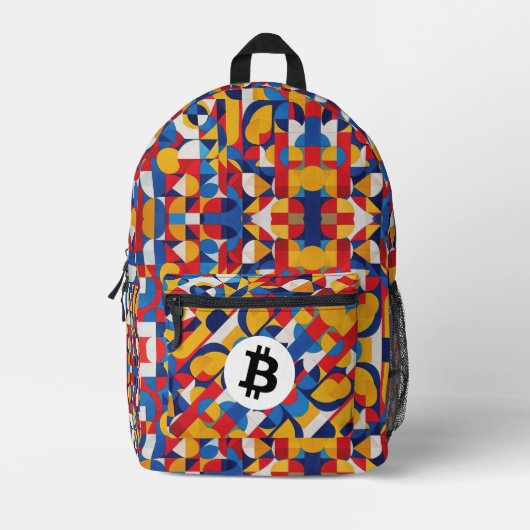Farbiges Bitcoin-Muster Bedruckter Rucksack (Vorderseite)