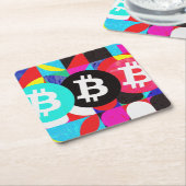 Farbiges Bitcoin-Muster Rechteckiger Pappuntersetzer (angewinkelt)