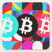 Farbiges Bitcoin-Muster Rechteckiger Pappuntersetzer (Vorderseite)