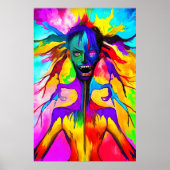Farbiges bizarres Portrait | Art der AI Poster (Vorne)