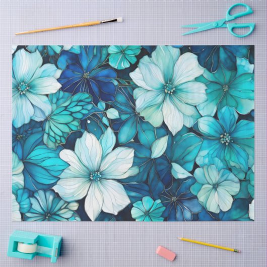 Farbiges Blatt Papier mit Blumenmuster (Basteln)