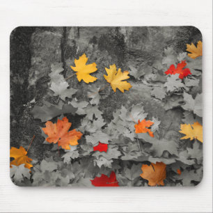 Farbiges Blätter in einer Schwarzweiss-Welt Mousepad