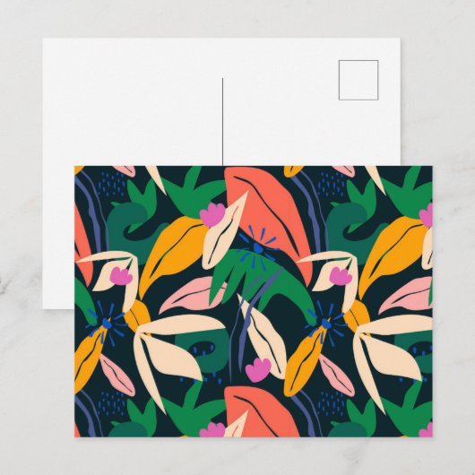 Farbiges Blattmuster Postkarte (Vorne/Hinten)