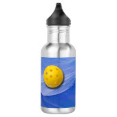 Farbiges Blau Abstrakt mit Pickleball und Name Edelstahlflasche (Rechts)