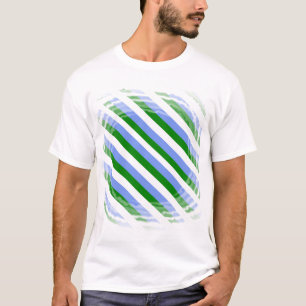 Farbiges Blau, grüne Diagonalstreifen T-Shirt