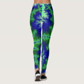 Farbiges Blau und grünes Fraktal Leggings (Rückseite)