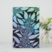 Farbiges blaue grüne Blattdesign Seifenspulpapier (Stehend Vorderseite)