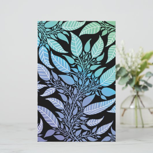 Farbiges blaue grüne Blattdesign Seifenspulpapier (Stehend Vorderseite)