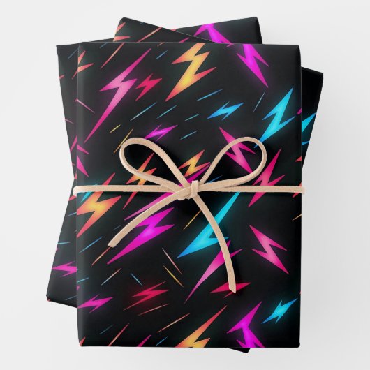 Farbiges Blitzmuster Geschenkpapier Set (Beispiel)