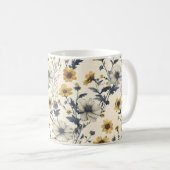 Farbiges Blume-Muster, gelb Kaffeetasse (VorderseiteRechts)