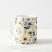 Farbiges Blume-Muster, gelb Kaffeetasse (Vorderseite Links)