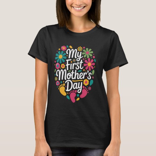 Farbiges Blumendesign für Besondere Anlass T-Shirt (Vorderseite)