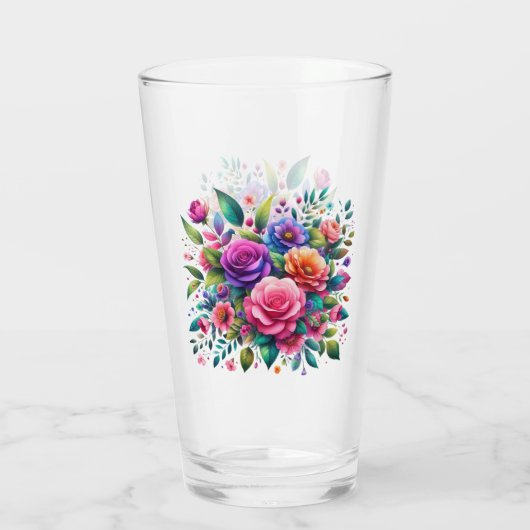 Farbiges Blumendesign Glas (Rückseite)