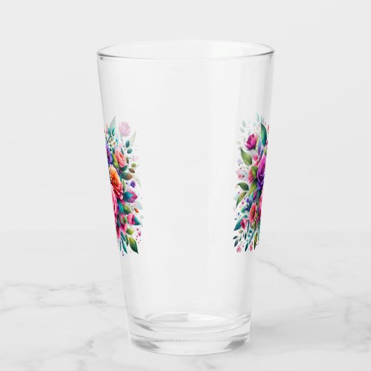 Farbiges Blumendesign Glas (Links)