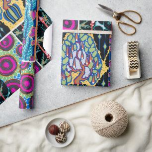 Farbiges Blumendesign, Jugendstil, Deko Geschenkpapier