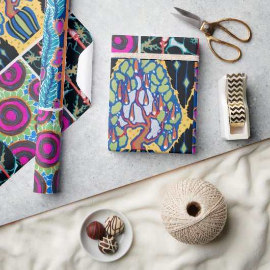 Farbiges Blumendesign, Jugendstil, Deko Geschenkpapier (Kunsthandwerk)