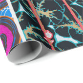 Farbiges Blumendesign, Jugendstil, Deko Geschenkpapier (Rolleneckpunkt)