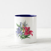 farbiges Blumendesign Zweifarbige Tasse (Mittel)