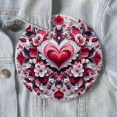 Farbiges, blumengeschmücktes Herz Button (Beispiel)