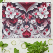 Farbiges, blumengeschmücktes Herz Geschirrtuch (Gefaltet)
